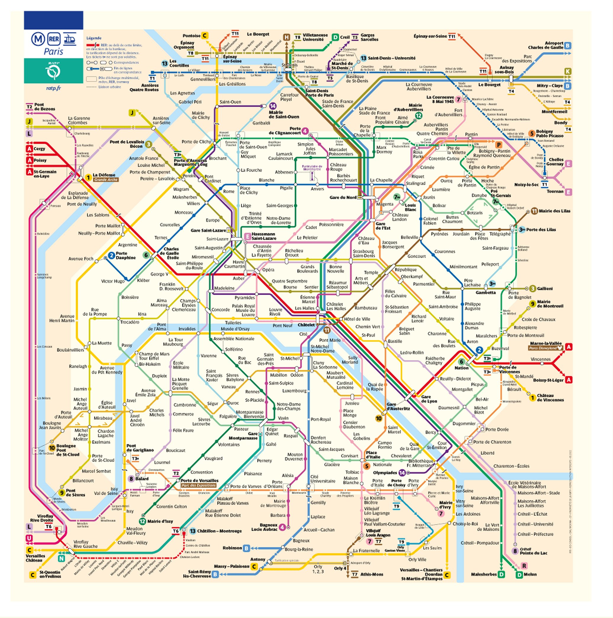 tourist map of paris with metro stations